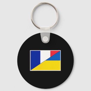France Ukraine Flag French Ukrainian Support Citiz Keychain
