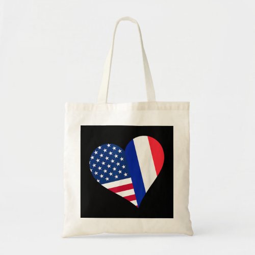 France USA Heart Shirt French American Flag Tote Bag