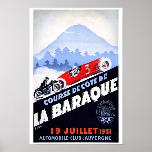 France Vintage Racing Poster Restored