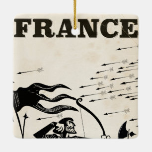 France vintage travel poster. classic medieval car ceramic ornament