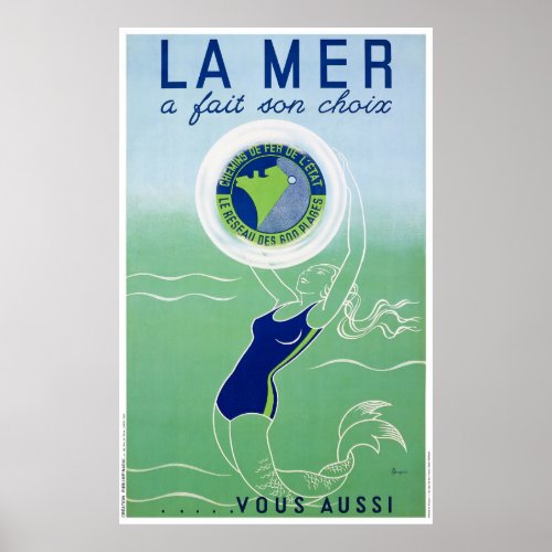 France Vintage Travel Poster Restored