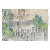 "France" Watercolor Sketch Greeting Card (Front Horizontal)