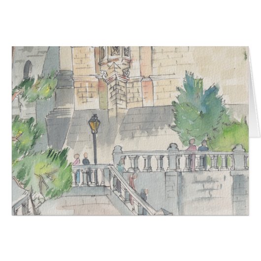 "France" Watercolor Sketch Greeting Card (Front Horizontal)