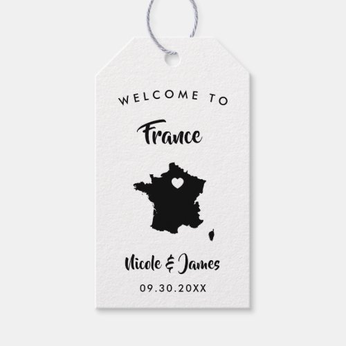 France Wedding Welcome Bag Tags French Map Gift Tags