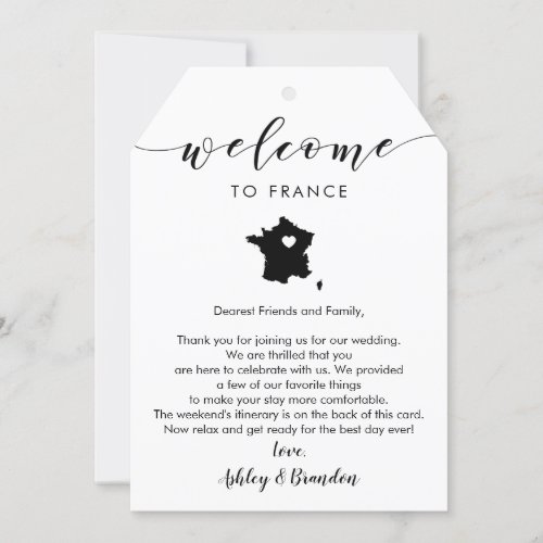 France Wedding Welcome Tag Letter Itinerary