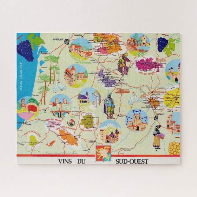 France Wine Map 16x20 Jigsaw Puzzle (Horizontal)