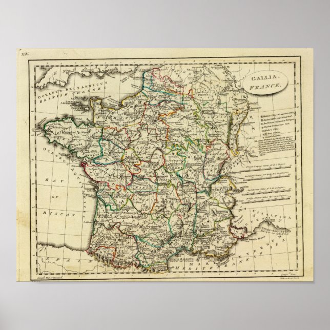France with boundaries outlined poster (Front)