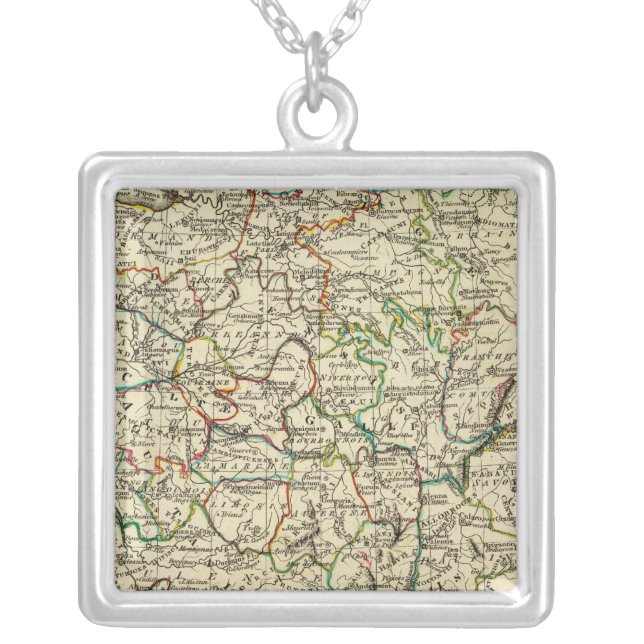France with boundaries outlined silver plated necklace (Front)