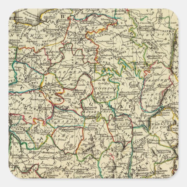 France with boundaries outlined square sticker (Front)