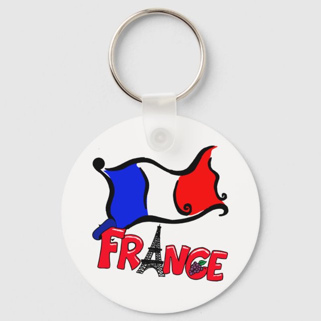 France with Flag Products Keychain (Front)