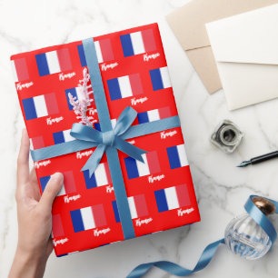 France Wrapping Paper, French Flag patriotic Paper