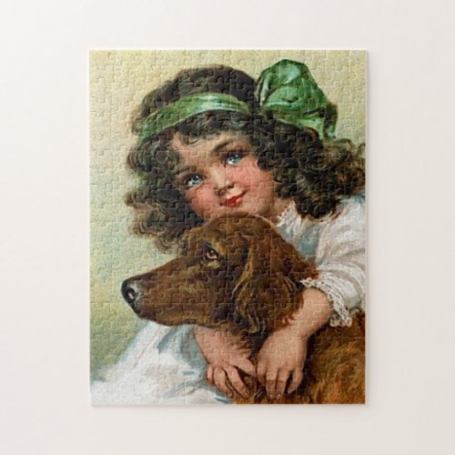 Frances Brundage Girl with Dog Jigsaw Puzzle