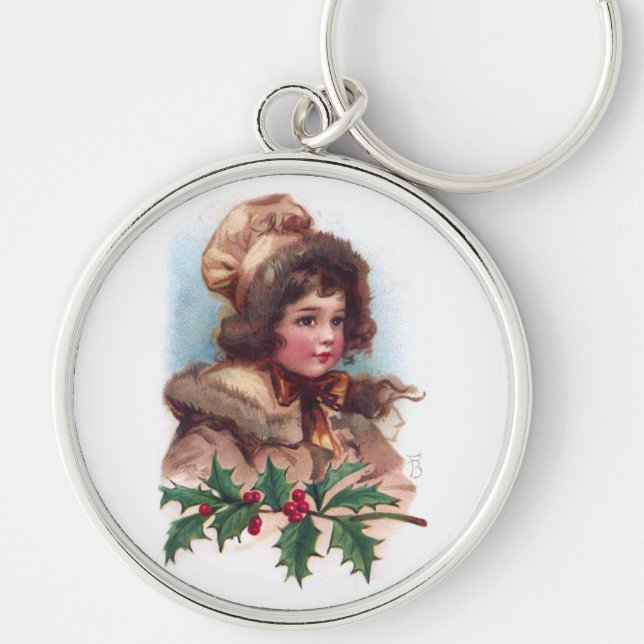 Frances Brundage: Winter Girl with Holly Keychain (Front)
