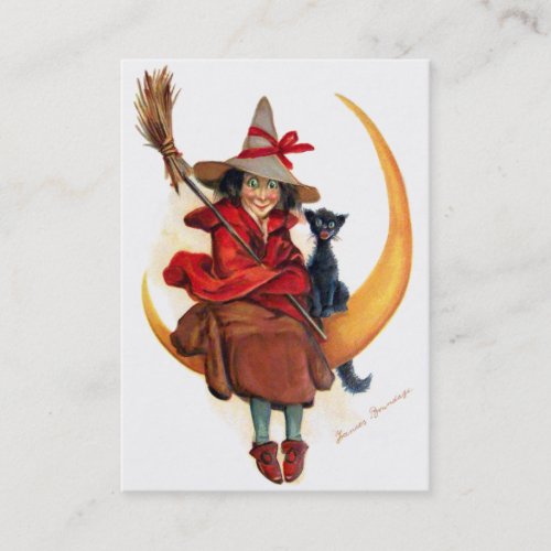 Frances Brundage Witch on Sickle Moon Business Card