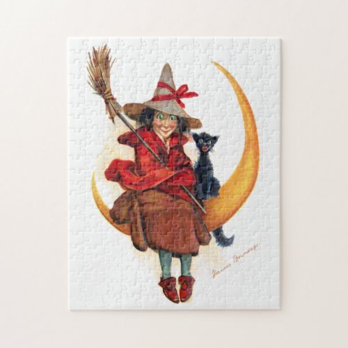Frances Brundage Witch on Sickle Moon Jigsaw Puzzle