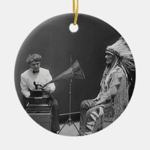 Frances Densmore Audio Recording Blackfoot Chief Ceramic Ornament