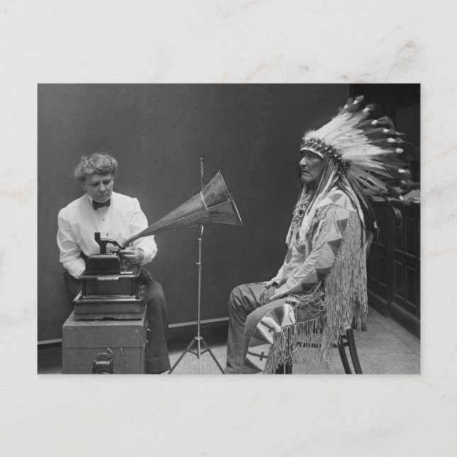 Frances Densmore Audio Recording Blackfoot Chief Postcard (Front)