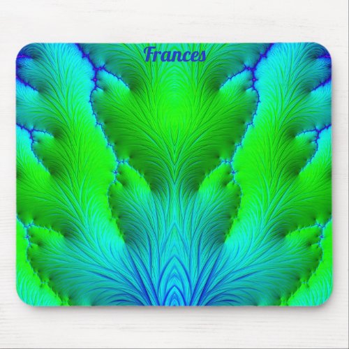 FRANCES  Zany Hot Shades of Green and Blue  Mouse Pad