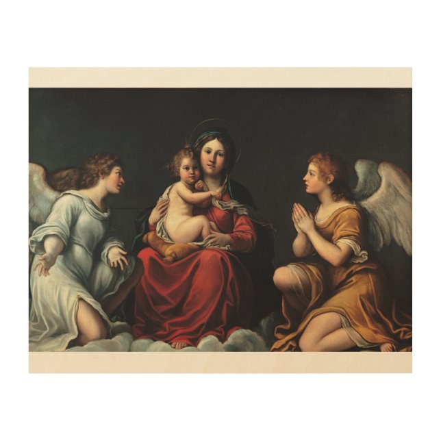Francesco Albani - Madonna with Child and Angels Wood Wall Art (Front)