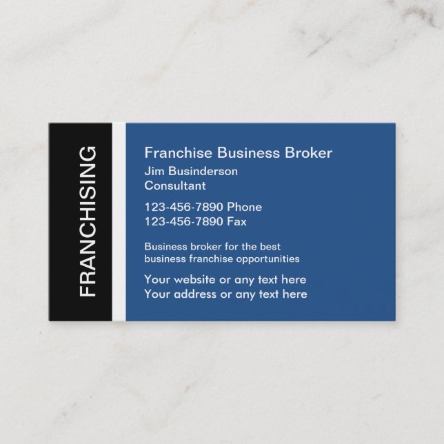 Franchise Business Broker Business Cards (Front)