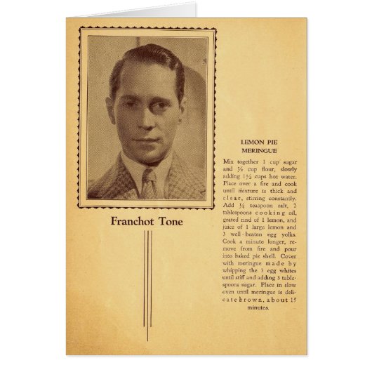 Franchot Tone Lemon Merigue Pie Recipe Cards (Front)