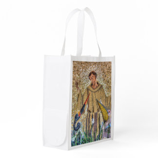 Francis Of Assisi Mosaic Grocery Bag