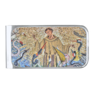 Francis Of Assisi Mosaic Silver Finish Money Clip