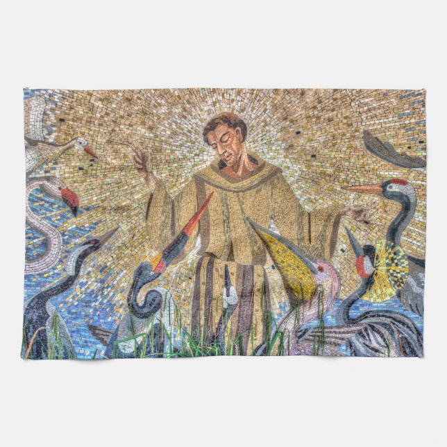 Francis Of Assisi Mosaic Towel (Horizontal)
