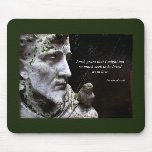 Francis with Bird Statue Mouse Pad