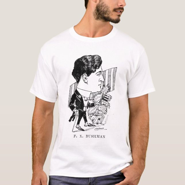 Francis X. Bushman Silent Movie Actor Caricature T-Shirt (Front)