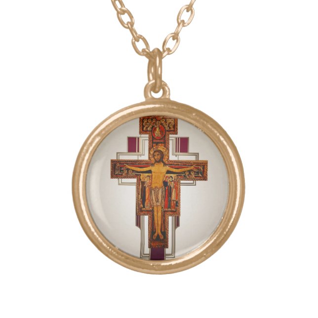 Franciscan San Damiano Cross Gold Plated Necklace (Front)