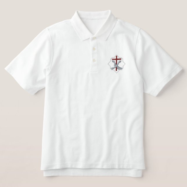 Franciscan symbol - crest embroidered polo shirt (Design Front)