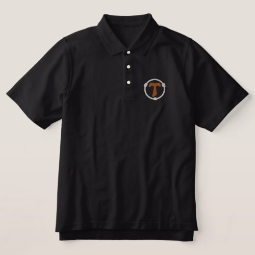 Franciscan Tau and cord Embroidered Polo Shirt