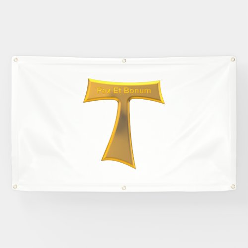 Franciscan Tau Cross Pax Et Bonum Gold Metallic Banner