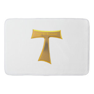 Franciscan Tau Cross Pax Et Bonum Gold Metallic Bath Mat