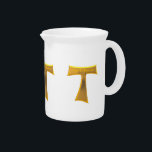 Franciscan Tau Cross Pax Et Bonum Gold Metallic Beverage Pitcher<br><div class="desc">Franciscan Tau Cross Pax Et Bonum Gold Metallic.  

Feel free to change the background color and/or other options via Zazzle's great customization toosl.</div>