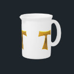 Franciscan Tau Cross Pax Et Bonum Gold Metallic Beverage Pitcher<br><div class="desc">Franciscan Tau Cross Pax Et Bonum Gold Metallic.  

Feel free to change the background color and/or other options via Zazzle's great customization toosl.</div>