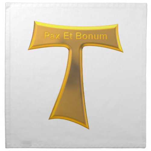 Franciscan Tau Cross Pax Et Bonum Gold Metallic Cloth Napkin