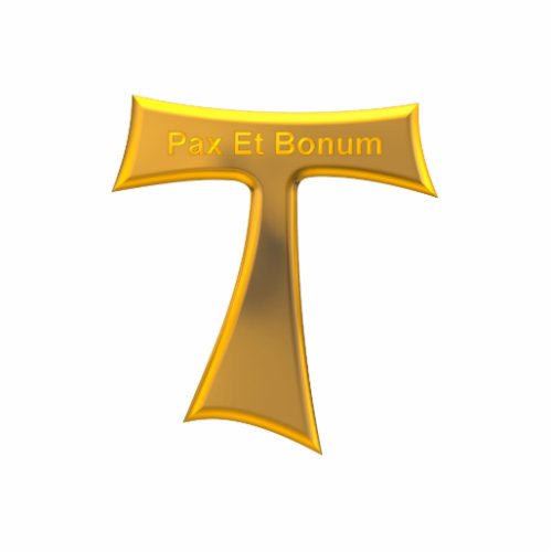Franciscan Tau Cross Pax Et Bonum Gold Metallic Cutout