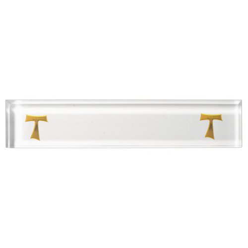 Franciscan Tau Cross Pax Et Bonum Gold Metallic Desk Name Plate