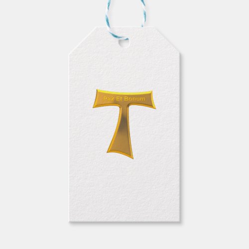 Franciscan Tau Cross Pax Et Bonum Gold Metallic Gift Tags