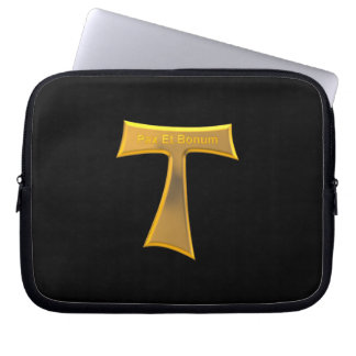 Franciscan Tau Cross Pax Et Bonum Gold Metallic Laptop Sleeve