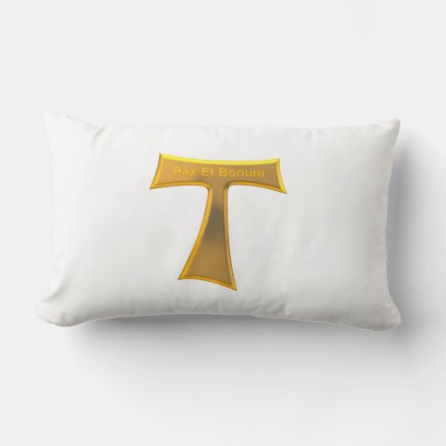 Franciscan Tau Cross Pax Et Bonum Gold Metallic Lumbar Pillow