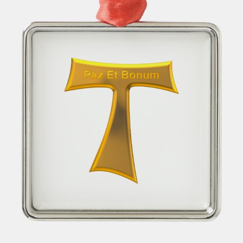 Franciscan Tau Cross Pax Et Bonum Gold Metallic Metal Ornament