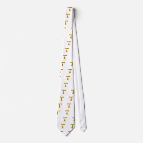 Franciscan Tau Cross Pax Et Bonum Gold Metallic Neck Tie