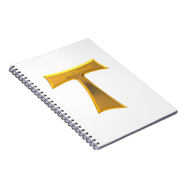 Franciscan Tau Cross Pax Et Bonum Gold Metallic Notebook (Right Side)