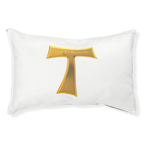 Franciscan Tau Cross Pax Et Bonum Gold Metallic Pet Bed