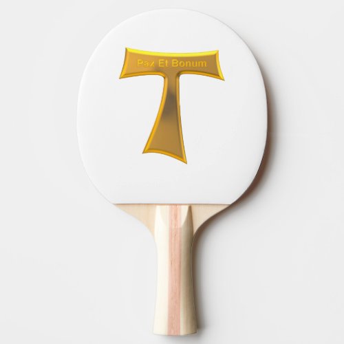 Franciscan Tau Cross Pax Et Bonum Gold Metallic Ping Pong Paddle