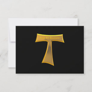 Franciscan Tau Cross Pax Et Bonum Gold Metallic RSVP Card
