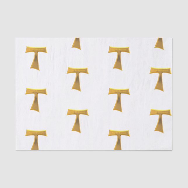 Franciscan Tau Cross Pax Et Bonum Gold Metallic Tissue Paper (Front)